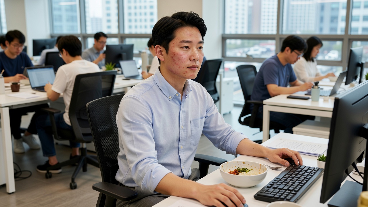 강남 점 제거 후 일상으로 복귀하는 직장인 모습